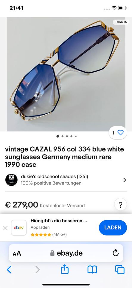 Vintage CAZAL 956 col 334 Blue White Sunglass Germany in Berlin