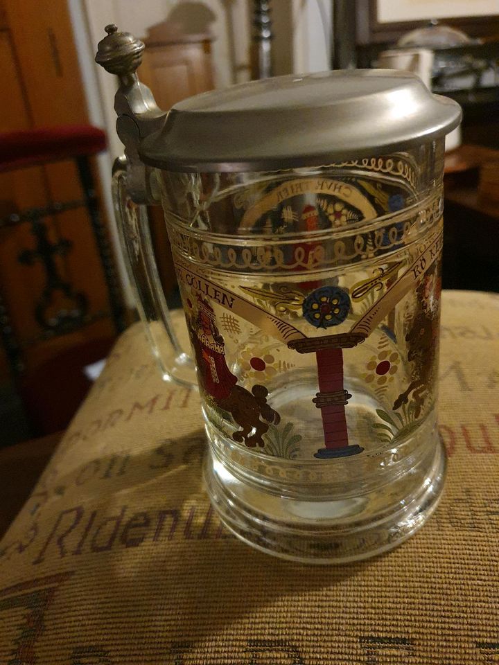 Bierkrug Bierseidel Bierglas WMF mit Zinndeckel in Halle