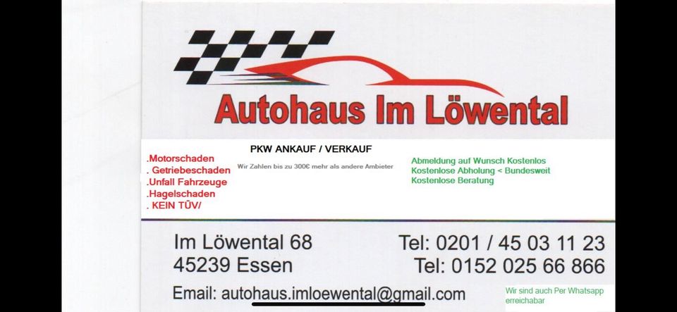 Auto Ankauf✅ PKW ANKAUF ✅aller Art auch defekt oder kein TÜV in Essen