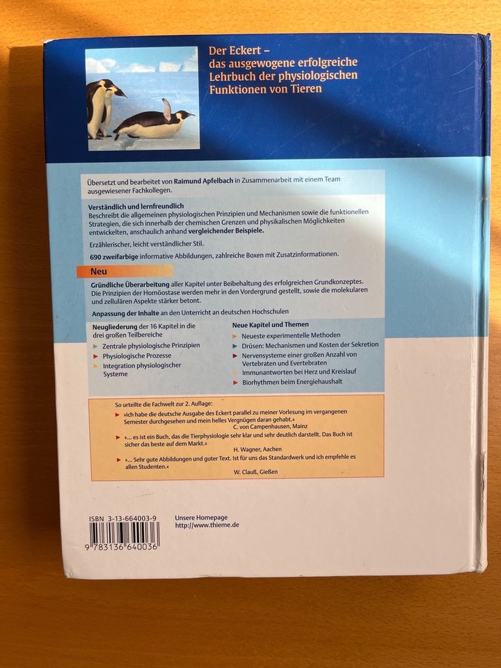Roger Eckert - Tierphysiologie, 3. Auflage in Landau in der Pfalz