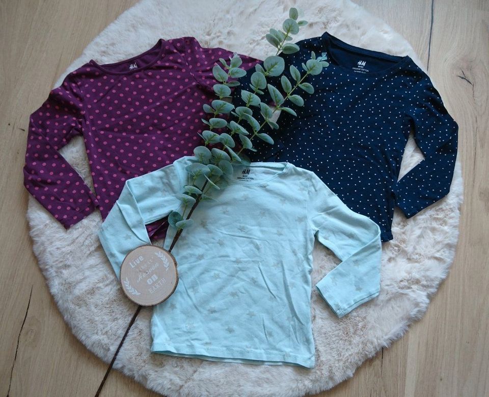 Langarmshirt mint beere dunkelblau Biobaumwolle Gr.98/104 H&M in Rühen