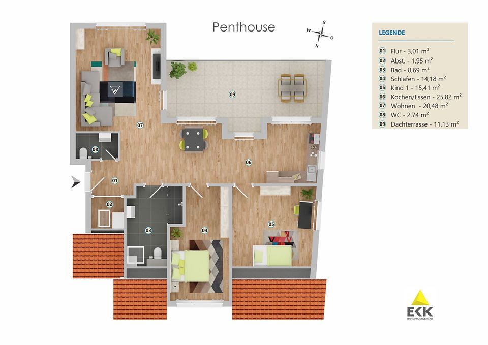 Einzigartiges Wohnkonzept: Neuwertiges 3-Zimmer-Penthouse mit Terrasse und modernster Erdwärmetechnik in Siegburg