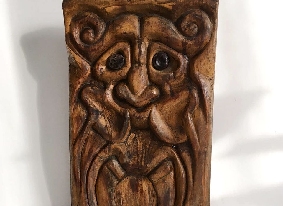 Holz Skulptur, Relief, Gesicht, Jugendstil, Abstrakt Maske Unikat in Berlin