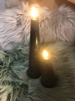 Deko - Zwei LED Kerzen - Wachs - Schwarz - Timer Nordrhein-Westfalen - Bestwig Vorschau