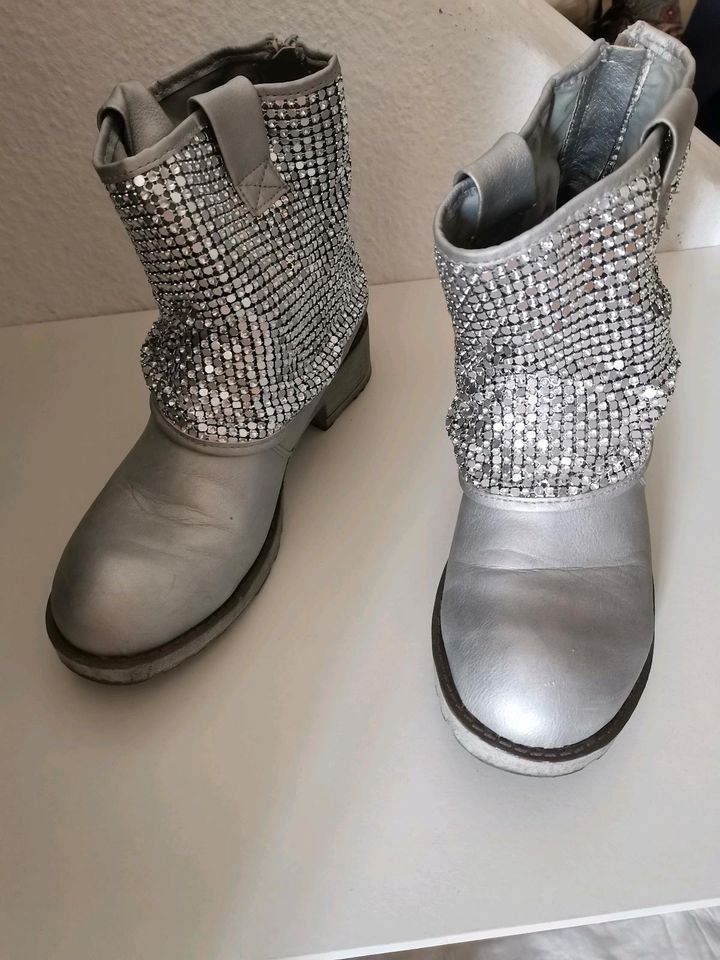 Stiefeletten in Silber Gr 39 in Lahr (Schwarzwald)