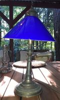 Messing Lampe mit blauen Glasschirm 40 cm Sachsen-Anhalt - Kemberg Vorschau