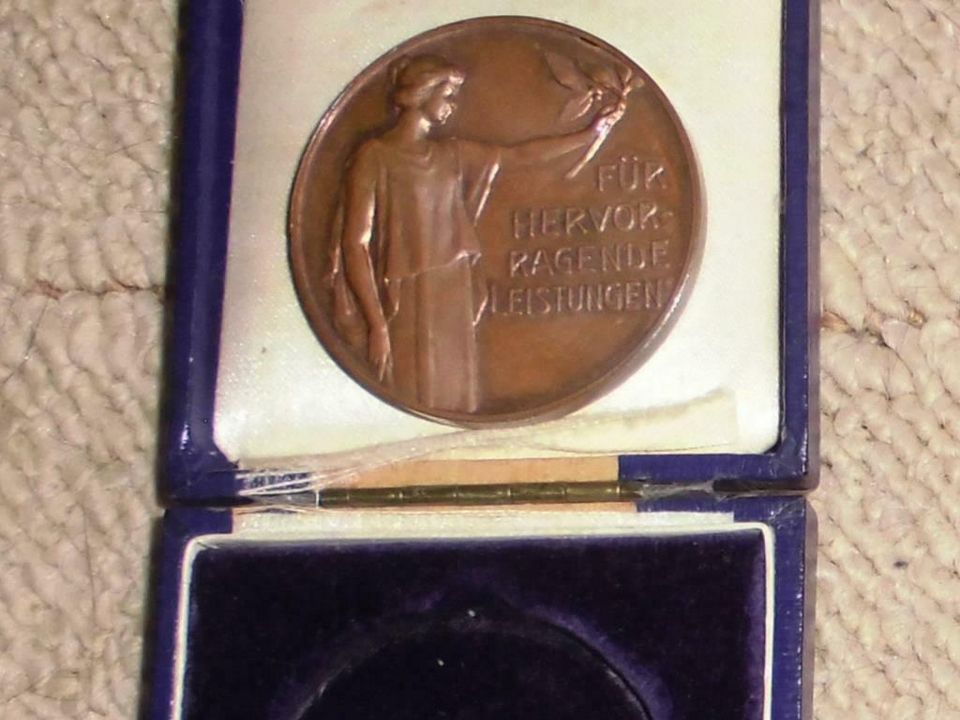 Silber Bronze Medaille Etui Verband Deutscher Brieftauben 1920 in Bottrop