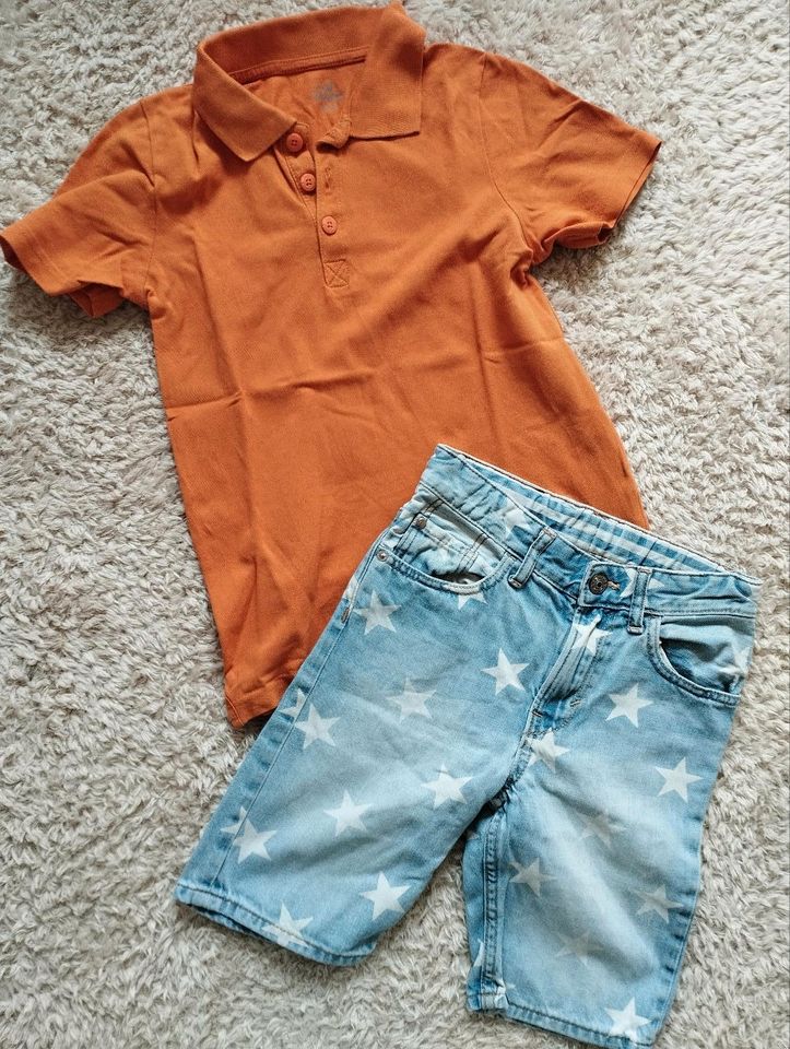 Bekleidung Set 122-128 T-Shirt+Jeans Shorts H&M in Lippstadt