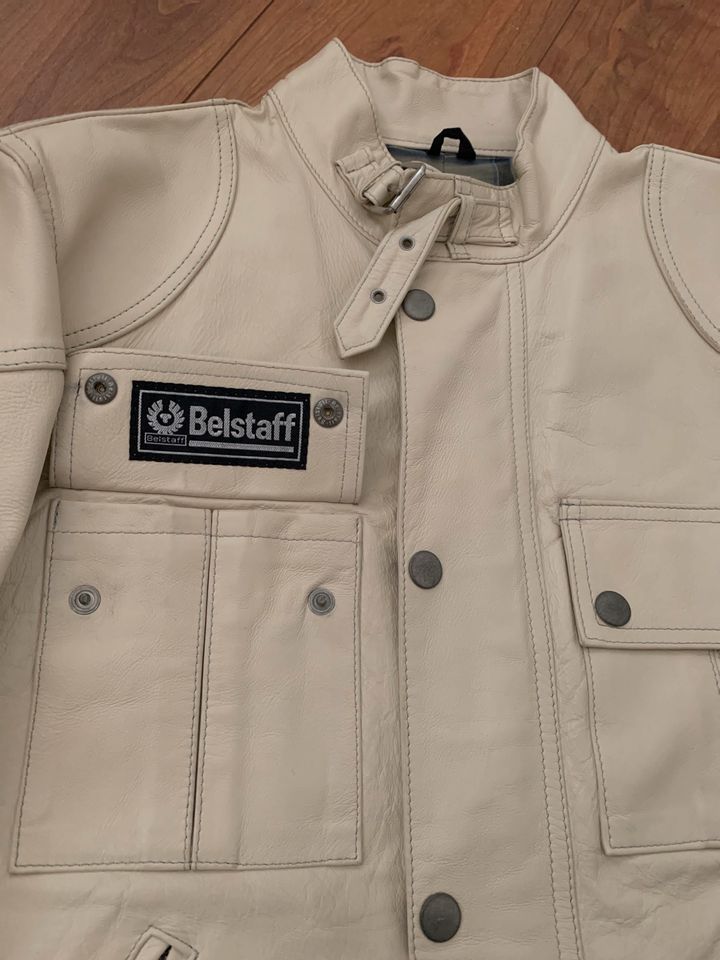 BELSTAFF LEDER JACKE COUGAR WEISS CREME M 48 RETRO VINTAGE in Darmstadt