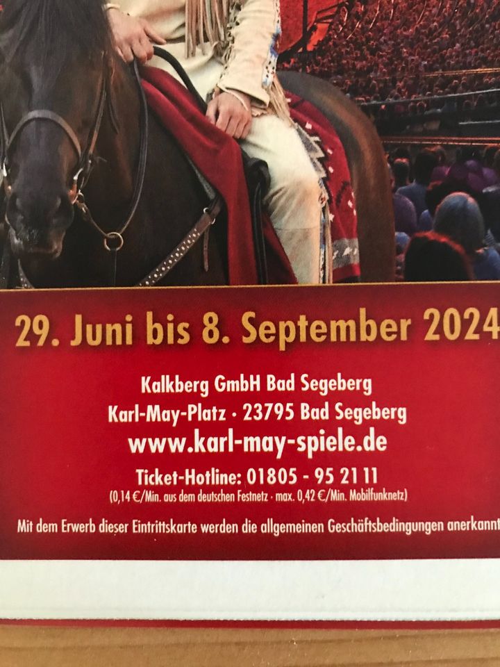 2 Tickets Karl May Festspiele Kalkberg Bad Segeberg am 12.07.2024 in Wolfsburg