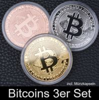 BITCOIN Münzen Kryptomünze 3-teilig Set Gold Silber Rose inklusiv Brandenburg - Treuenbrietzen Vorschau