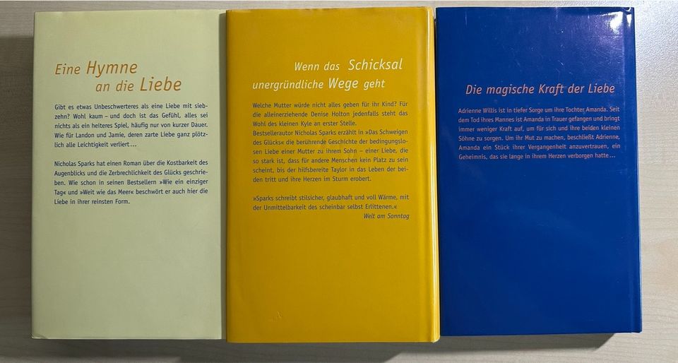Drei Bücher von Nicholas Sparks / auch einzeln zu kaufen in Korntal-Münchingen