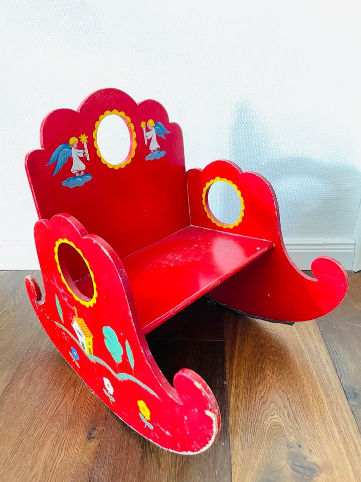 Schaukelstuhl Kinder Vintage Stuhl Kinderzimmer rot bunt Holz in Gelsenkirchen