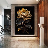 Luxuriöse goldene Blume Modern Wandbild ,Leinwand mit Rahmen Deko Stuttgart - Stuttgart-Ost Vorschau