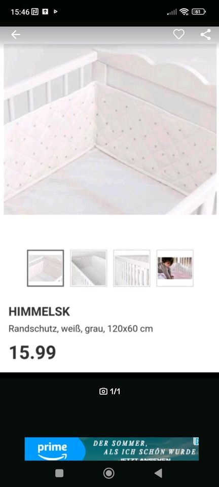 Himmelsk Randschutz Gitterbett Ikea in Niederstetten