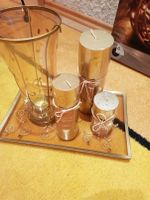 Goldfarbenes Tablett mit 3 Kerzen verschiedene Höhen und einer Va Rheinland-Pfalz - Mehlingen Vorschau