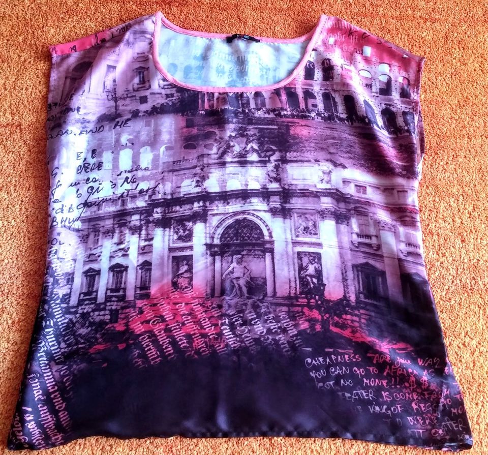 Damen Shirt Sommer Print Bluse Gr.M Rosa/Bunt von Yest NW in Elsfleth
