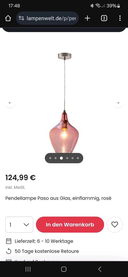 Pendelleuchte Rose Glas in Halle