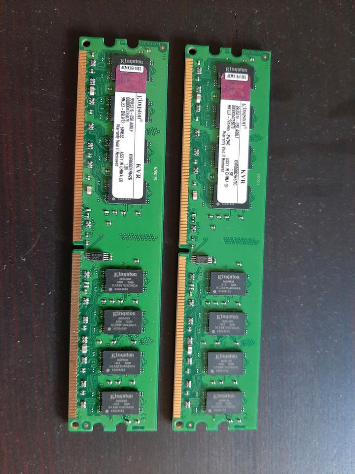 2x Kingston KVR800D2N6/2G (2GB, PC2-6400 (DDR2-800), DDR2 SDRAM, in Kleinich