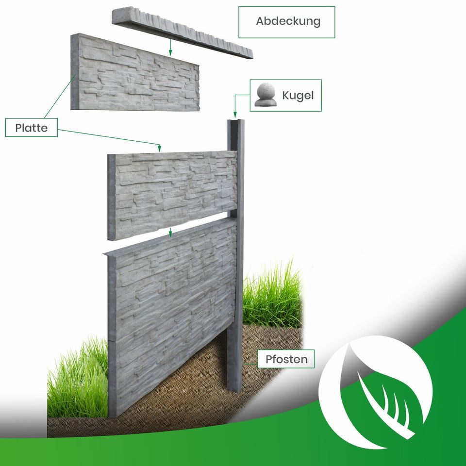 30x2m➖BETONZAUN EINSEITIG➖inkl LIEFERUNG➖direkt von HERSTELLER in Berlin