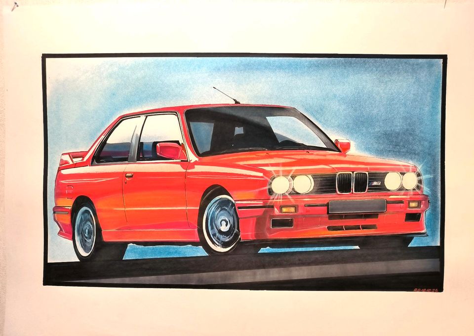 BMW E30 M3 Coupe selbstgemaltes Bild in Friesoythe