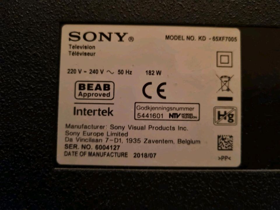 Sony TV KD-65XF7005 in Dossenheim