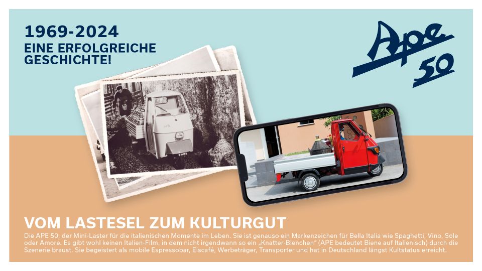 Piaggio APE 50 - Auslaufmodell 2024 - ES FOLGT KEIN NACHFOLGER ! in Wiesbaden