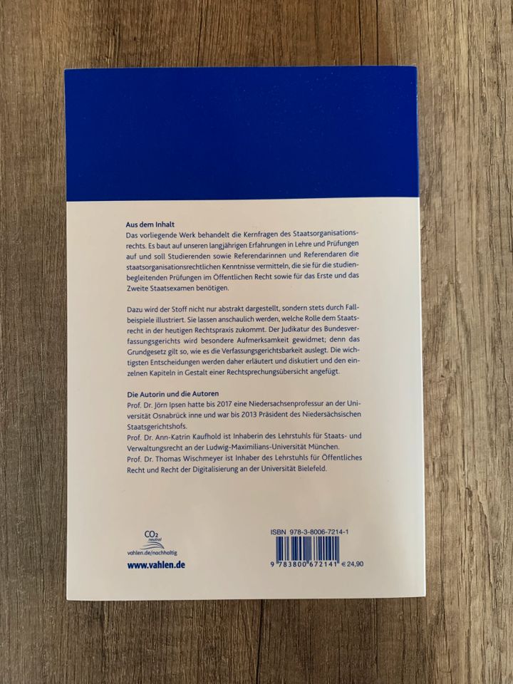 Lehrbuch Ipsen/Kaufhold/Wischmeyer Staatsrecht I in Eisingen
