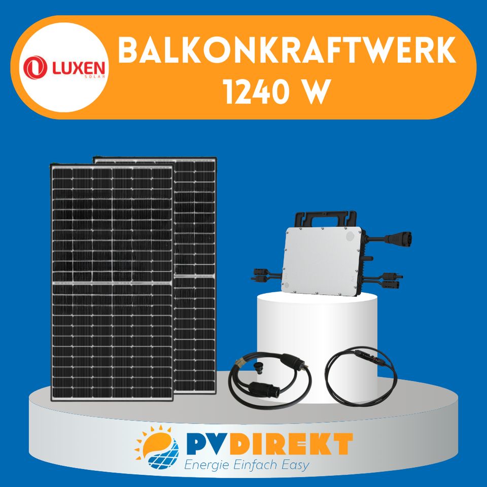 Balkonkraftwerk 1240 Watt LUXEN Module Hoymiles HMS 1000 in Nürnberg (Mittelfr)