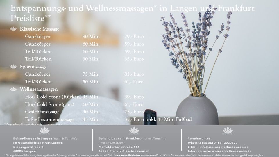 Klassische Massagen und Wellnessbehandlungen in Langen in Langen (Hessen)