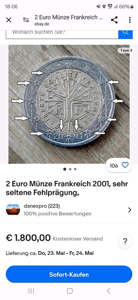 2-Euro-Münzen 2001 mit Fehlprägung, Frankreich in Laatzen