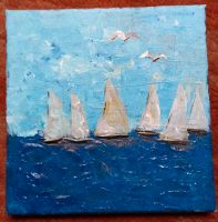 Bild Maritim Schiff Meer Gemälde Acryl 20×20 Leinwand original Stuttgart - Bad Cannstatt Vorschau