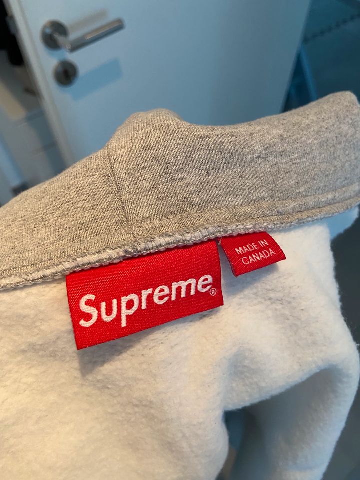 Supreme Felt Hood Logo Zip-Up Sweatshirt Hoodie FW15 Grey M in Dreieich