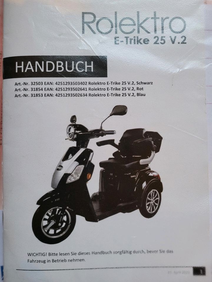 Rolektro E-Trike 25 V.2 rot in Mettmann
