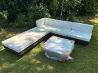 Gartenlounge Rattan braun Glastisch Kissen weiß Rheinland-Pfalz - Klein-Winternheim Vorschau