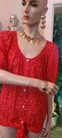 Vintage transparente Rockabilly Dots Bluse rot Gr.M Berlin - Tempelhof Vorschau