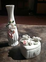 Romantische kleine Porzellan Vase und Dose, 3d Dekor Rosen Berlin - Rudow Vorschau