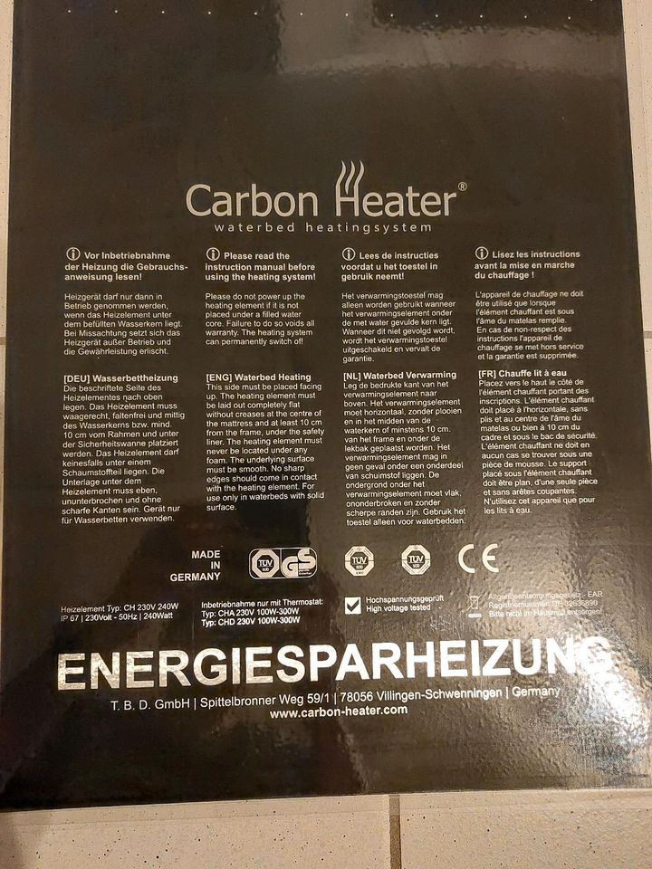 2 Carbon Heater Heizungen für Wasserbett in Stuttgart