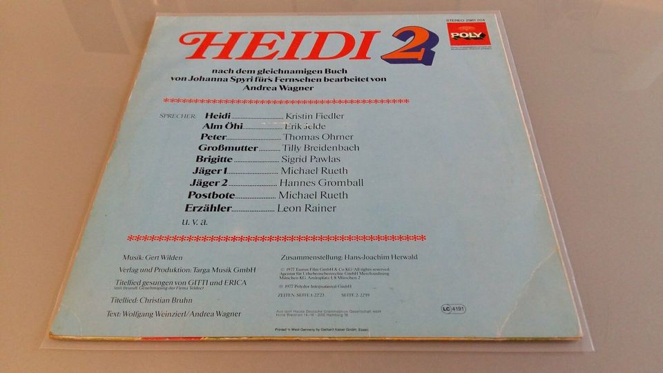 Kinder und Jugend Vinyl Album - Heidi 2- Johanna Spyri von 1977 in Köln