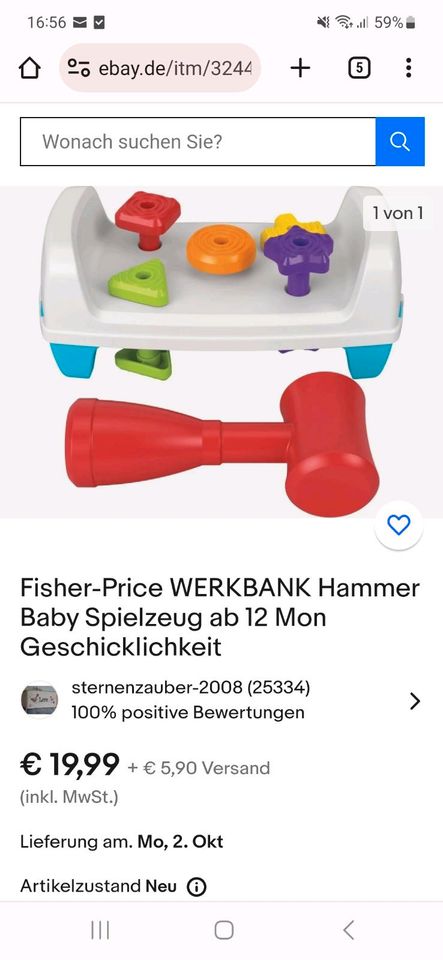 Fisher-Price WERKBANK Hammer Baby in Ansbach