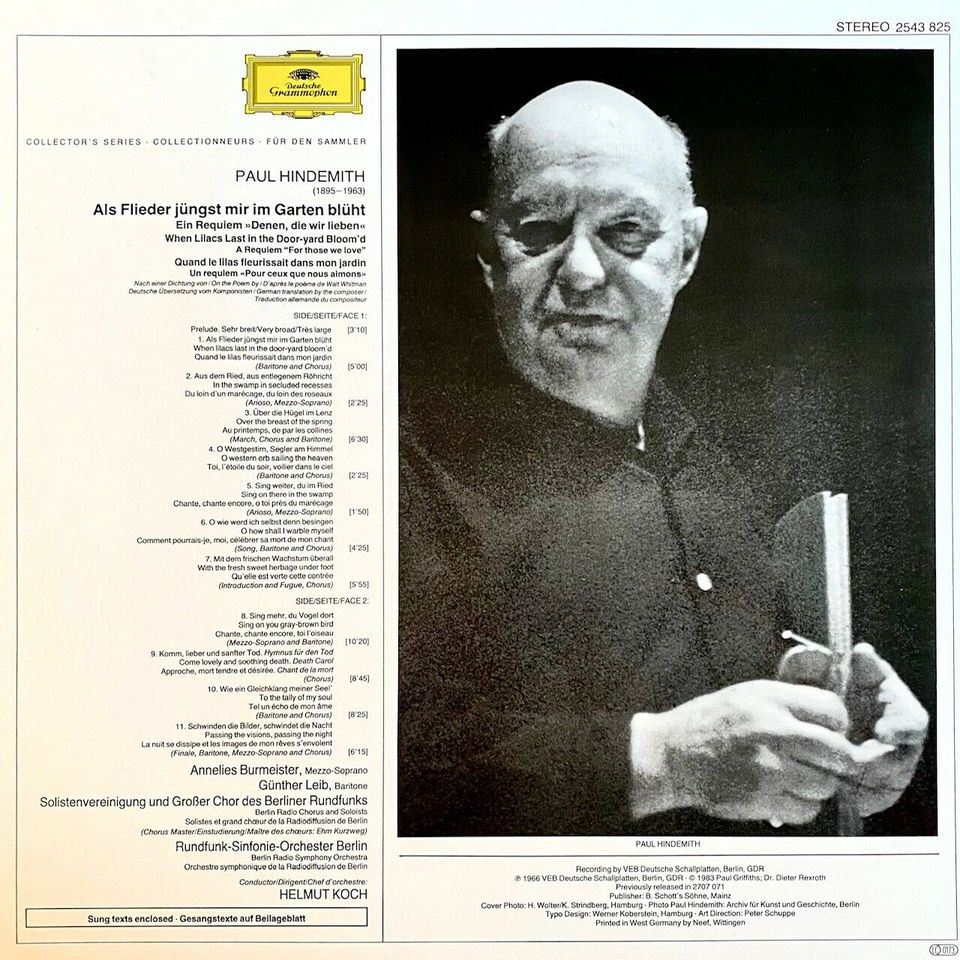 Vinyl: Paul Hindemith, Requiem "For Those We Love" in Oberursel (Taunus)