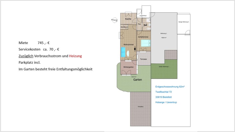 2 Zimmer Wohnung nähe Uni in Bielefeld