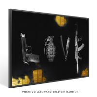 LIEBE , Waffen LOVE GOLD, Wandbild Leinwand mit Rahmen Deko Stuttgart - Stuttgart-Ost Vorschau