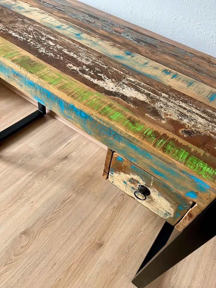 Massiv Holz Schreibtisch 110x55x77 im vintage Stil in Falkensee