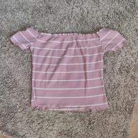 T-Shirt Schulterfrei Top rosa M 38 Crop gestreift Hessen - Marburg Vorschau