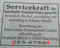 Wir suchen servicekraft Spielhalle Kreis Ostholstein - Ahrensbök Vorschau