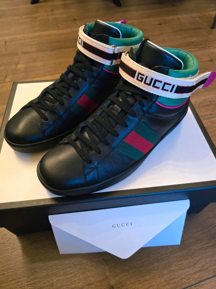 Gucci Men Black Stripe Ace High-top Sneaker Größe 42 in Lollar