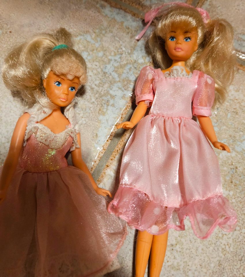 Barbie-Kinder 2 Mädchen und ein schwarzes Pferd in Nünchritz