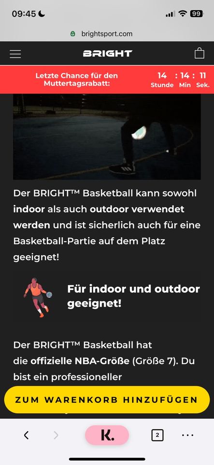 Basketball Bright Leder wie Neu in Waldachtal