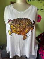 Little Miss Sunshine Pailletten Shirt XL XXL 44 46 creme Düsseldorf - Bilk Vorschau
